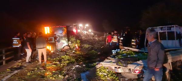 Bursa'da mevsimlik tarım işçilerini taşıyan kamyonet ile kamyon çarpıştı: 1 ölü, 5 yaralı