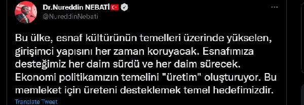 Bakan Nebati: Esnafımıza 100 milyar lira tutarında kredi kullandıracağız