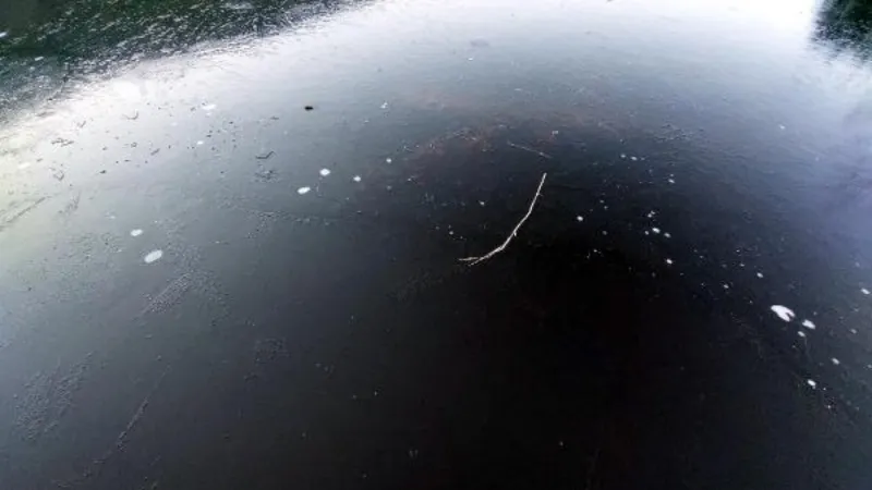 Gölcük Tabiat Parkı'nda göl dondu