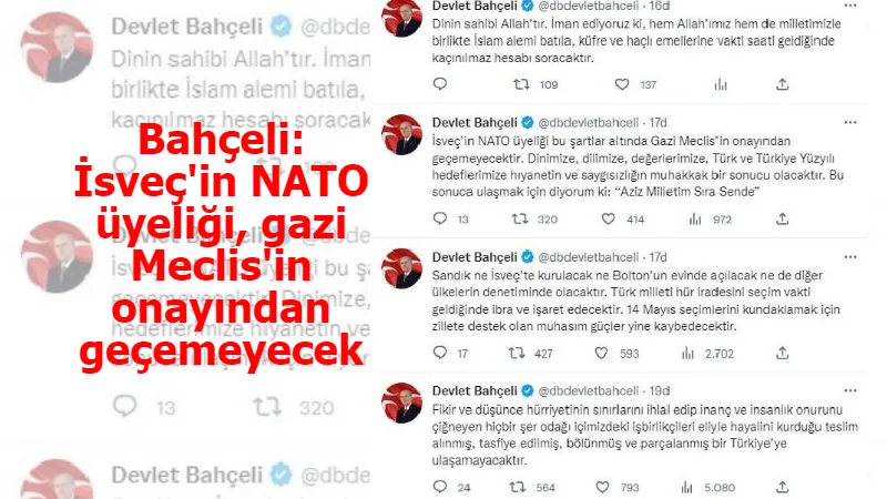 Bahçeli: İsveç'in NATO üyeliği, gazi Meclis'in onayından geçemeyecek