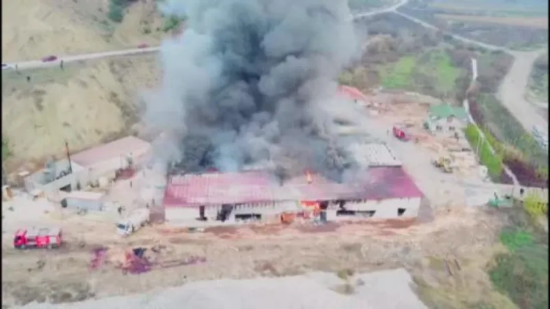 Amasya’da kontrplak fabrikasında korkutan yangın... Dumanlar gökyüzünü kapladı