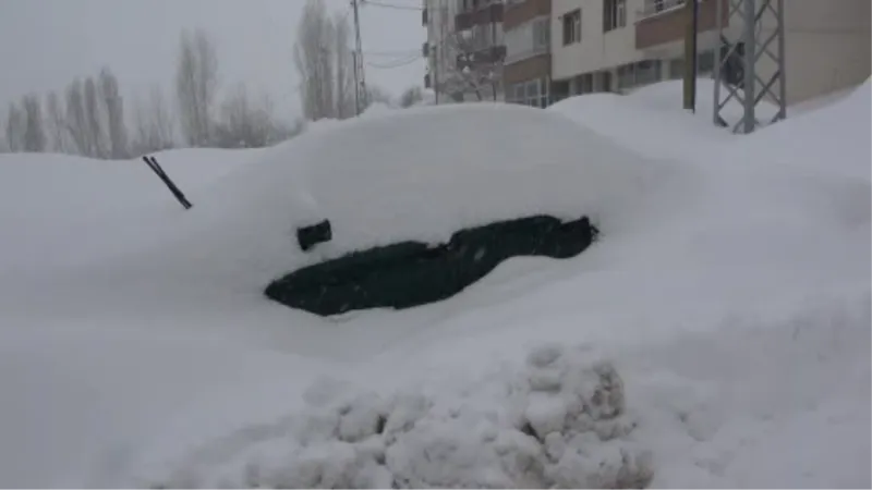 Bitlis’te yoğun kar yağışı sonrası araçlar kara gömüldü