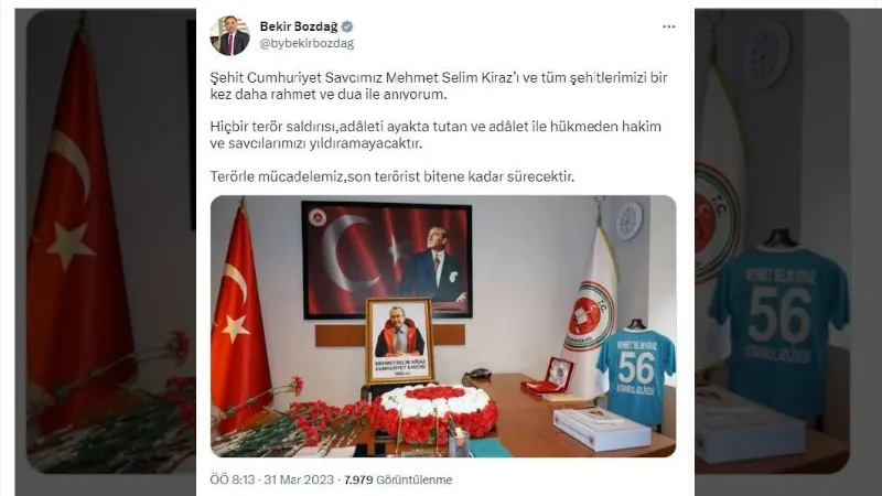 Bakan Bozdağ, Şehit Savcı Mehmet Selim Kiraz'ı andı