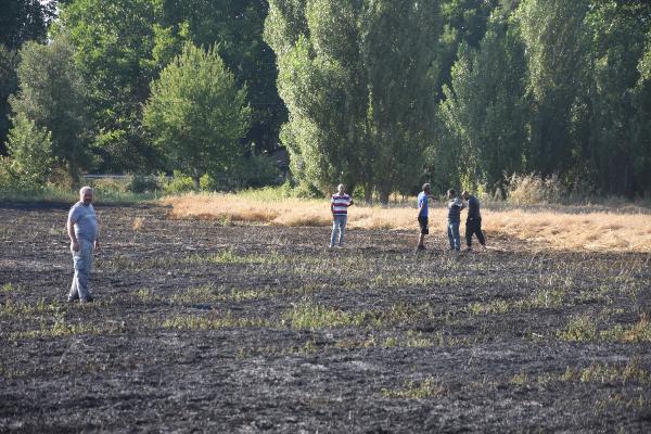 30 dakikada söndürülen yangında 40 dönüm arpa ekili tarla kül oldu