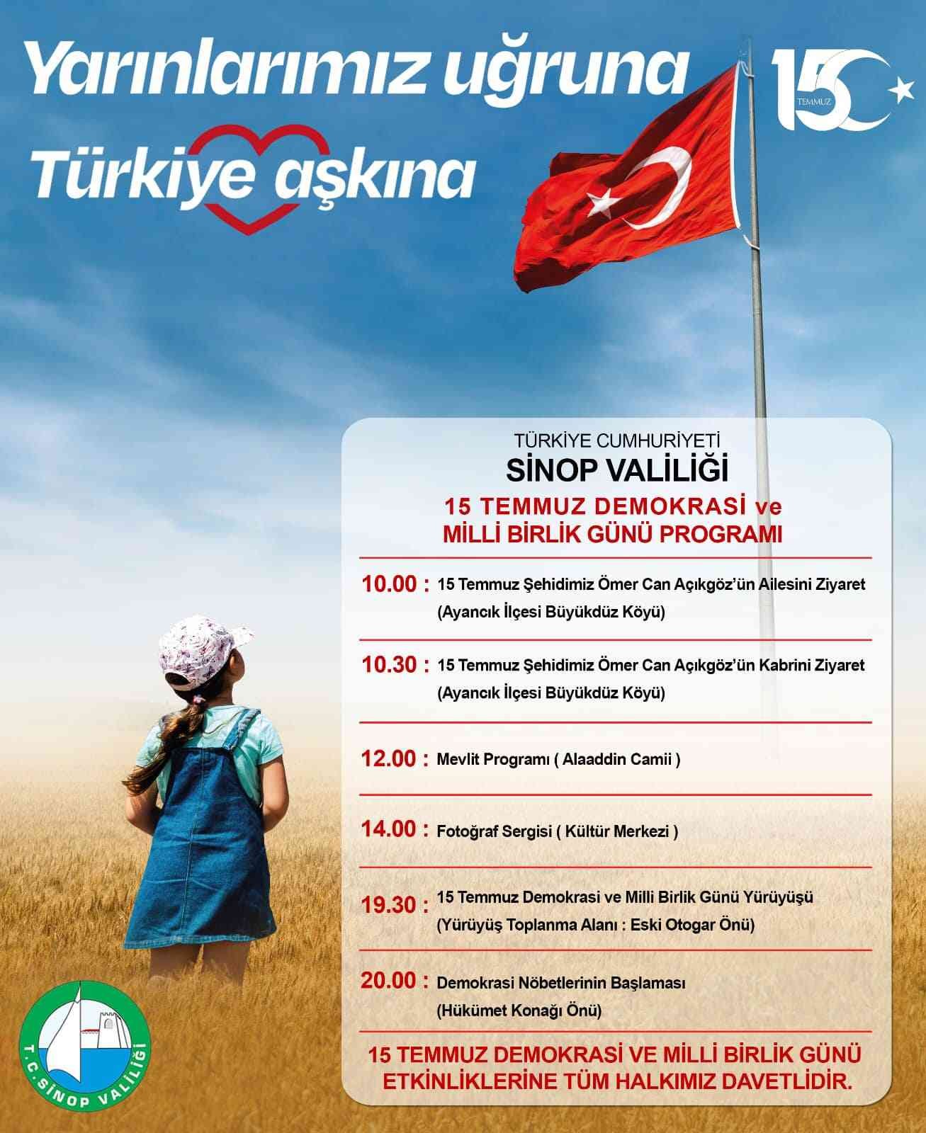 Sinop’ta 15 Temmuz programı açıklandı