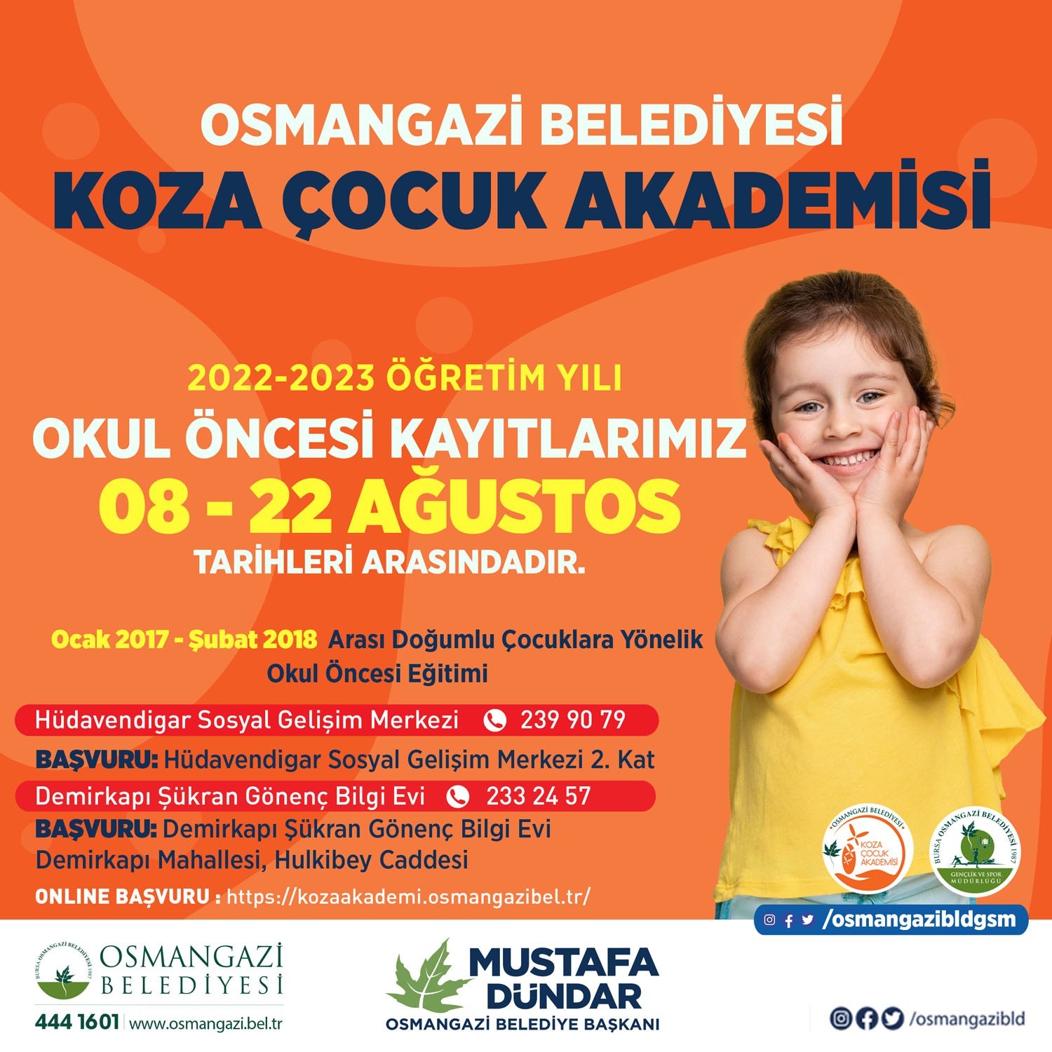 Osmangazi Koza Çocuk Akademi’de kayıtlar başladı