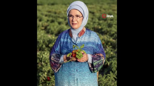 Emine Erdoğan, Ayaş’ta çiftçi kadınlarla tarladan domates topladı, kışlık menemen yaptı