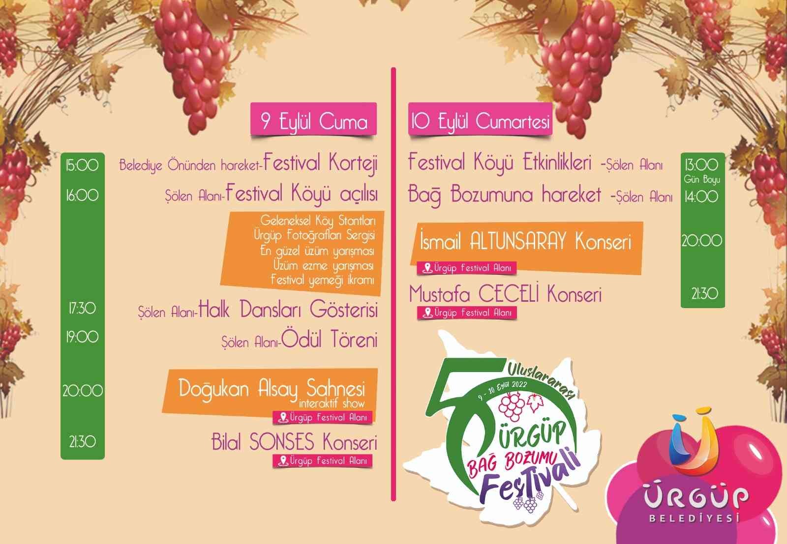 50. Uluslararası Ürgüp Bağ Bozumu Festivali’ne geri sayım
