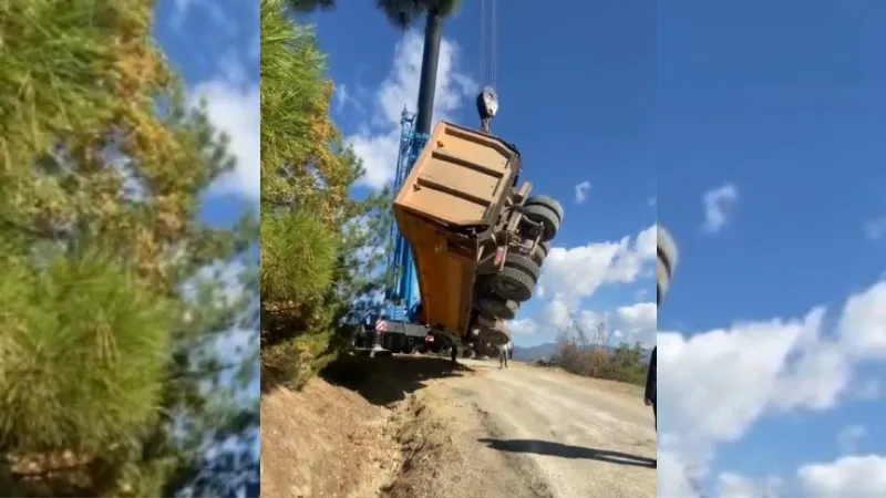Kastamonu’da park halindeki kamyon 20 metrelik uçuruma devrildi