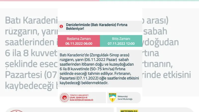 Batı Karadeniz’de fırtına bekleniyor