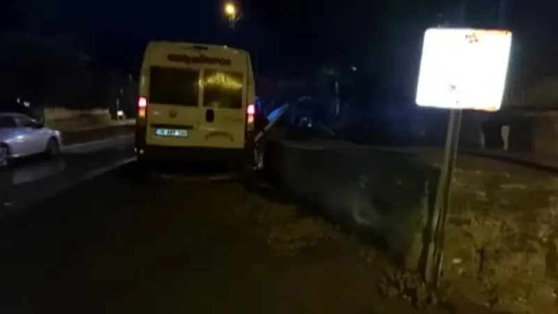 Minibüs duvara çarptı, kiviler yola saçıldı: 1 yaralı
