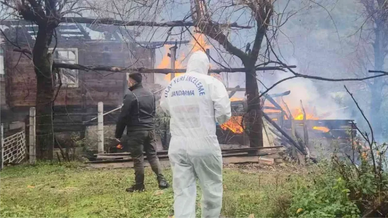 Köyde çıkan yangında iki ev küle döndü, alevler diğer evlere sıçramadan kontrol altına alındı