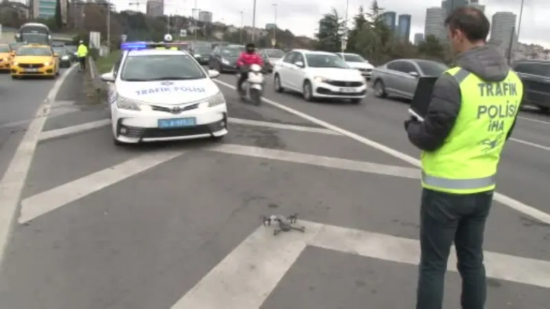 Beşiktaş’ta dronlu trafik denetiminde kurallara uymayan sürücülere ceza yağdı