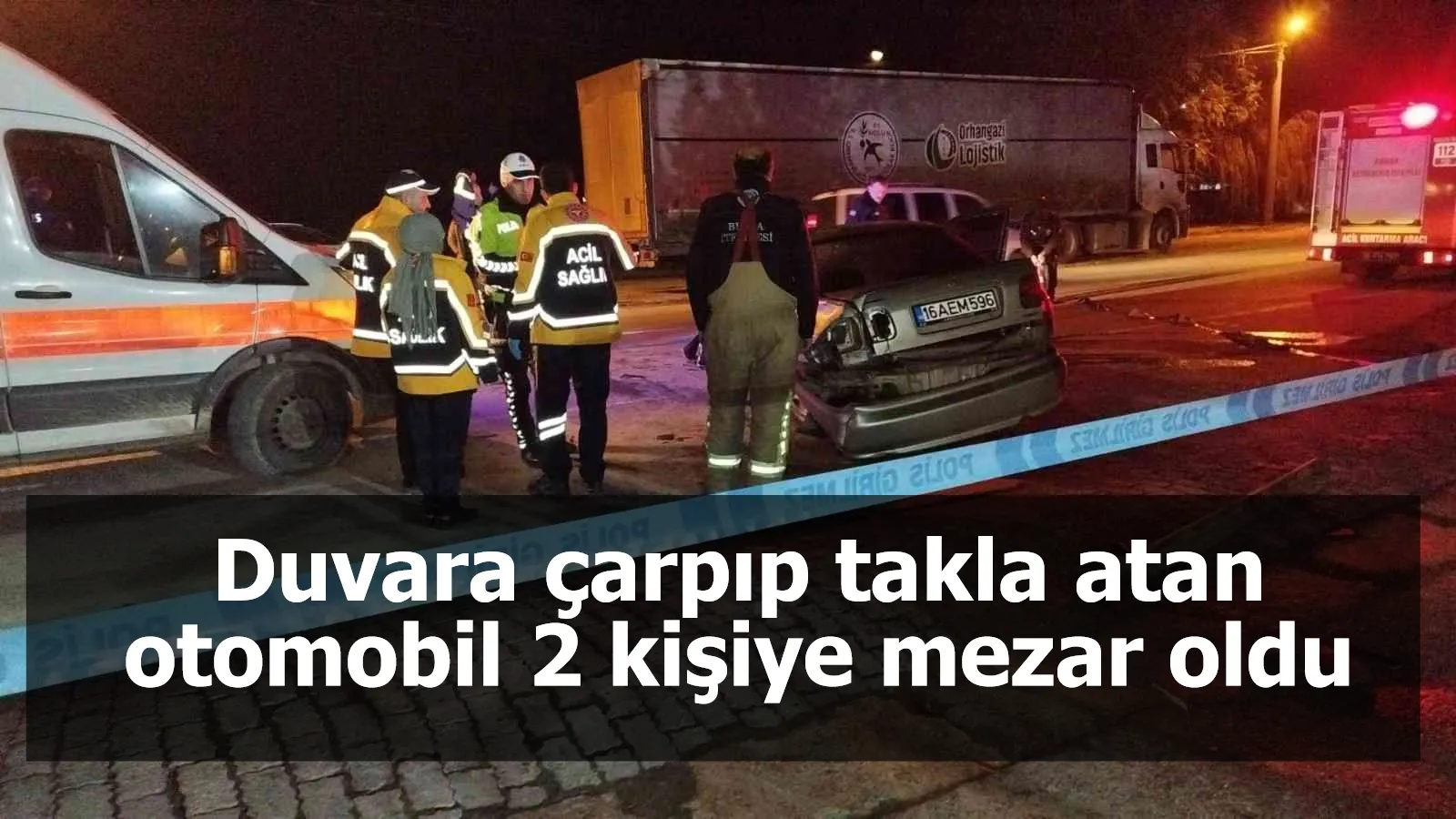 Duvara çarpıp takla atan otomobil 2 kişiye mezar oldu