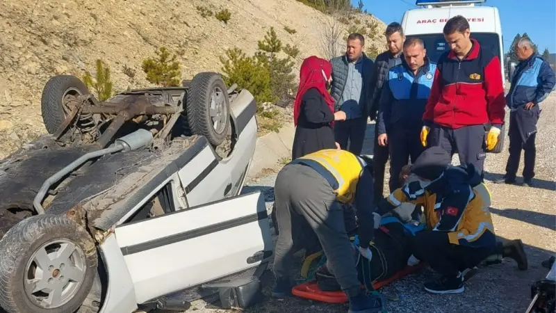 Kastamonu’da takla atan otomobilin sürücüsü yaralandı