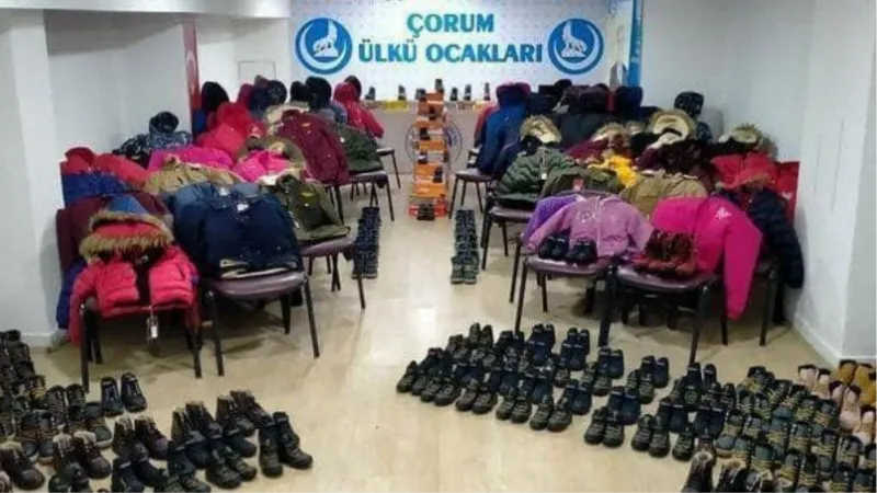 Ülkü ocaklarından ihtiyaç sahibi çocuklara giyecek yardımı