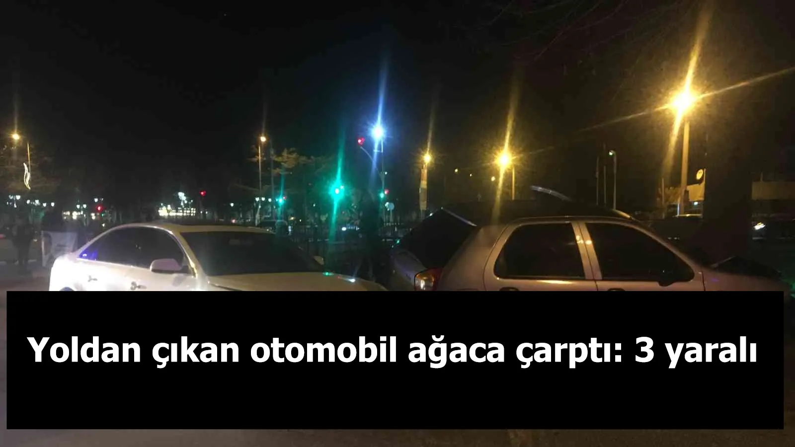 Yoldan çıkan otomobil ağaca çarptı: 3 yaralı