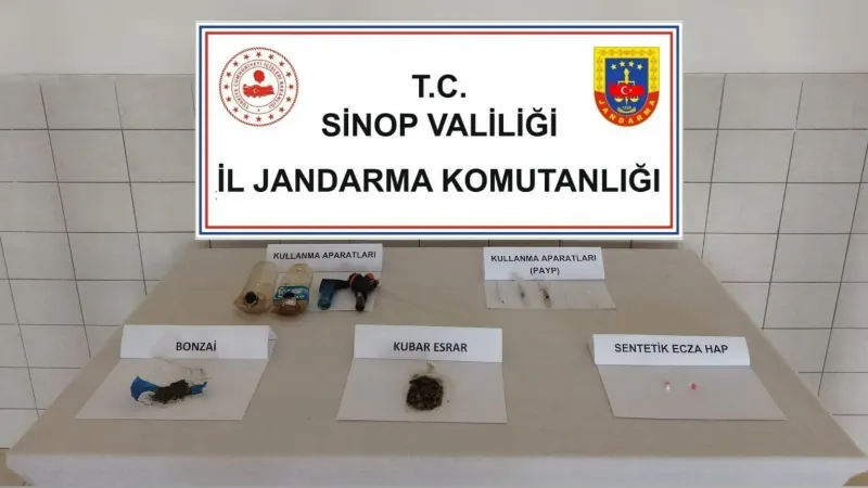 Sinop’ta yol kontrolünde bir araçtan bonzai ele geçirildi