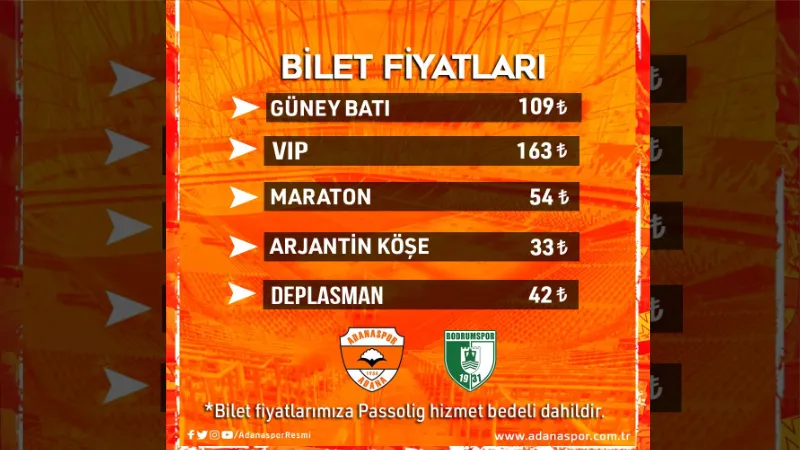 Adanaspor, Bodrumspor maçının biletleri satışa çıktı
