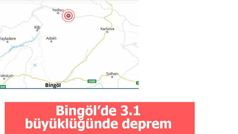 Bingöl’de 3.1 büyüklüğünde deprem