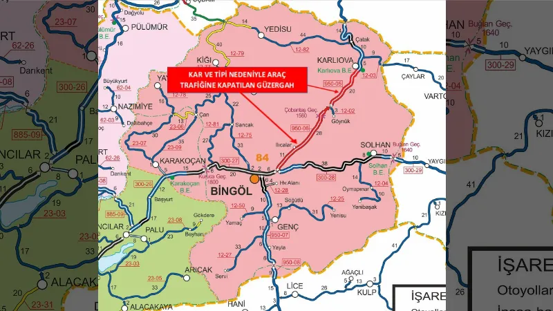Bingöl-Erzurum karayolu araç trafiğine kapatıldı
