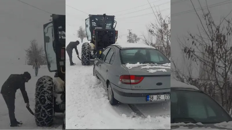 Kapanan yolda mahsur sürücüyü ekipler kurtardı