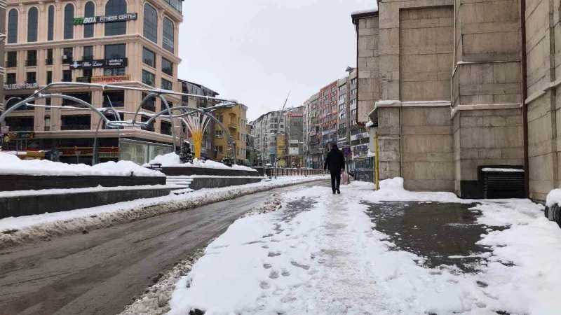 Erzurum güne karla uyandı