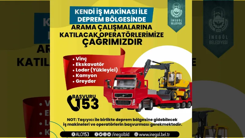 Operatör ve iş makinası sahiplerine yardım çağrısı