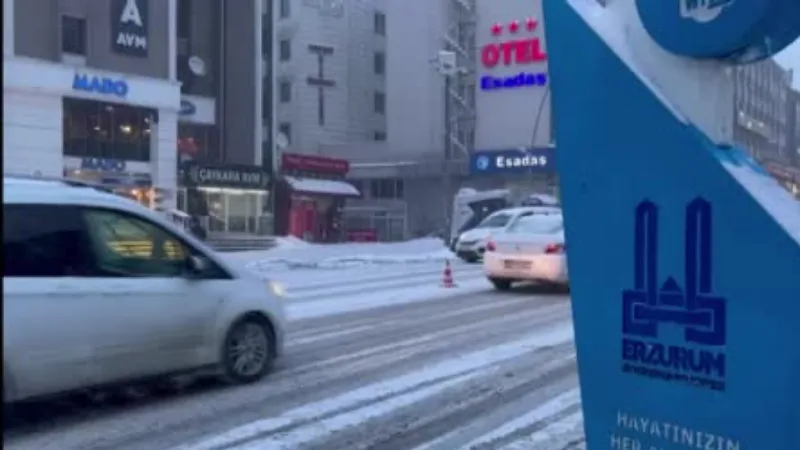 Erzurum’da kar yağışı etkili oldu