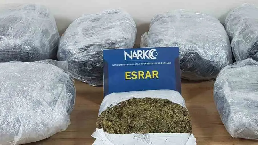 Ordu’da ’dur’ ihtarına uymayan araçta 22 kilo esrar ele geçirildi