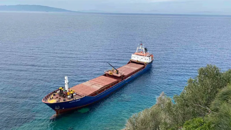 Datça’da kuru yük gemisi karaya oturdu