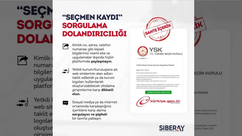 "Seçmen kaydınızı sorgulayın" linkiyle dolandırıcılığa dikkat