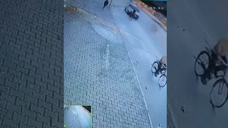 Otomobil bisikletliye çarptı: O anlar kamerada