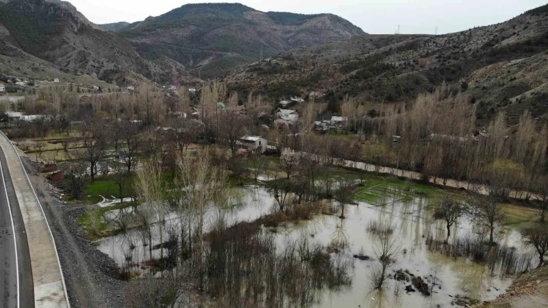 Gümüşhane’de şiddetli yağışların ardından taşan Harşit Çayı nedeniyle bahçeler gölete döndü