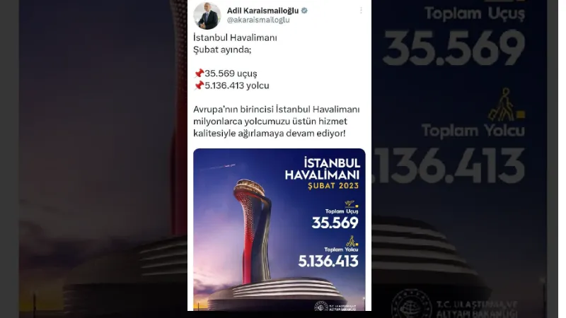 Bakan Karaismailoğlu: İstanbul Havalimanı Avrupa’nın zirvesinde