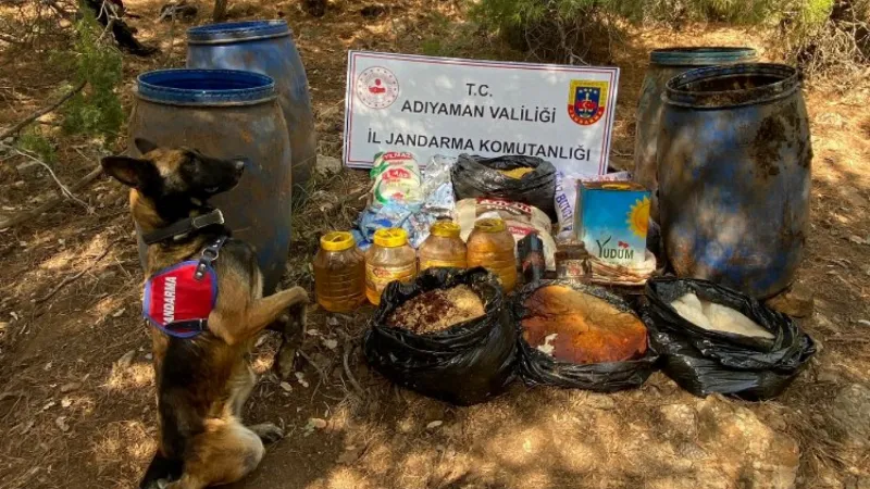 Adıyaman'da teröristlerin toprağa gömülü yaşam malzemeleri ele geçirildi