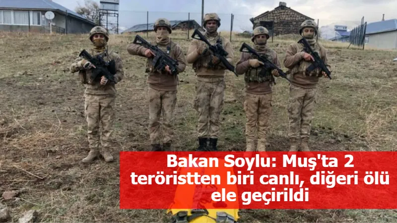 Bakan Soylu: Muş'ta 2 teröristten biri canlı, diğeri ölü ele geçirildi