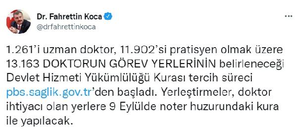 13 bin 163 doktorun DHY tercih süreci başladı