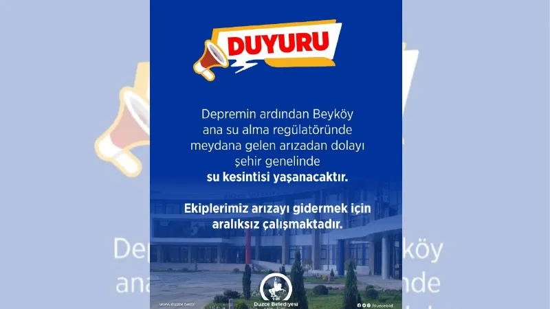 Düzce'de su kesintisi