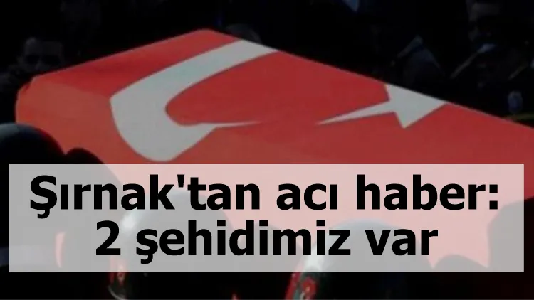 Şırnak'tan acı haber: 2 şehidimiz var