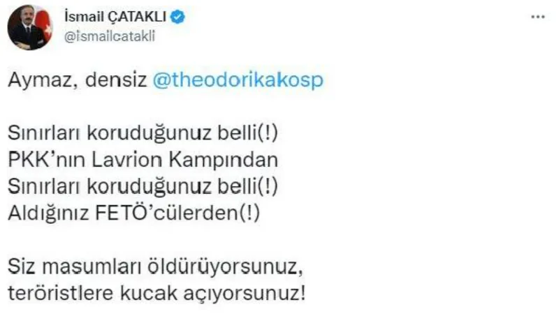 İçişleri Sözcüsü Çataklı'dan Yunan bakana tepki