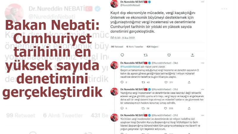 Bakan Nebati: Cumhuriyet tarihinin en yüksek sayıda denetimini gerçekleştirdik