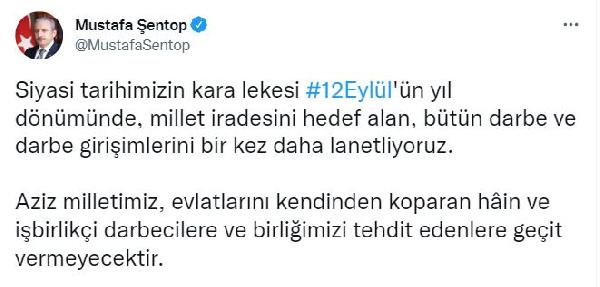 Meclis Başkanı Şentop: Bütün darbe ve darbe girişimlerini lanetliyoruz