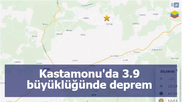 Kastamonu'da 3.9 büyüklüğünde deprem