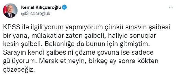 Kemal Kılıçdaroğlu'ndan 'KPSS' açıklaması: Sonuçlar kesin şaibeli