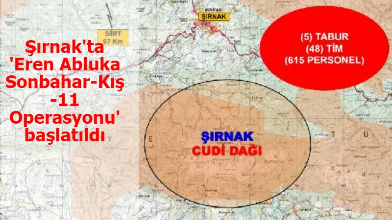 Şırnak'ta 'Eren Abluka Sonbahar-Kış-11 Operasyonu' başlatıldı
