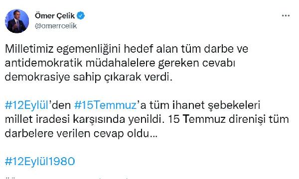 AK Parti'li Çelik: 15 Temmuz direnişi, tüm darbelere cevap oldu