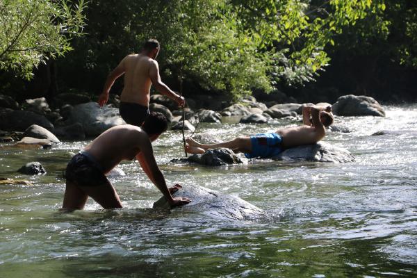 Yüksekova'da sıcaktan bunalanlar Avaşin Deresi'nde serinledi
