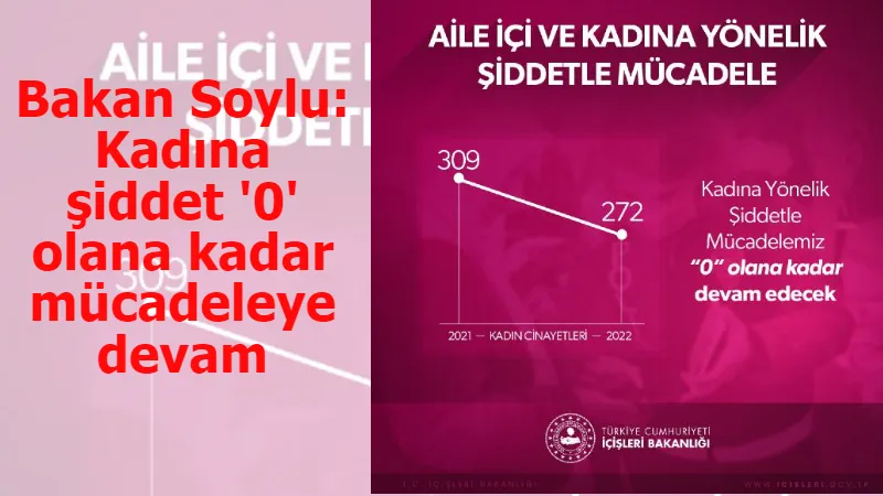 Bakan Soylu: Kadına şiddet '0' olana kadar mücadeleye devam