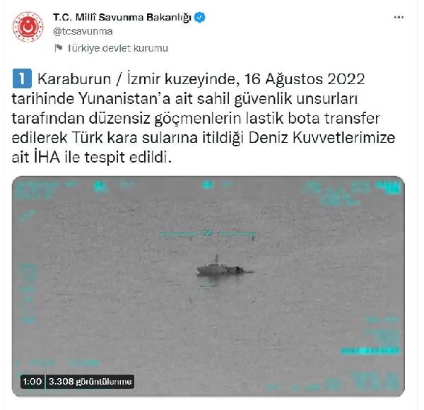 Yunanistan'ın, göçmenleri Türk kara sularına ittiği anlar görüntülendi